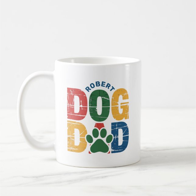Dog Dad Grunge Style Typography Coffee Mug (Left)