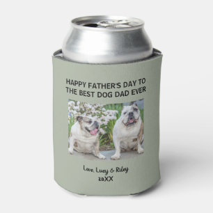Dog Dad Happy Father's Day Custom Photo Green Can Cooler