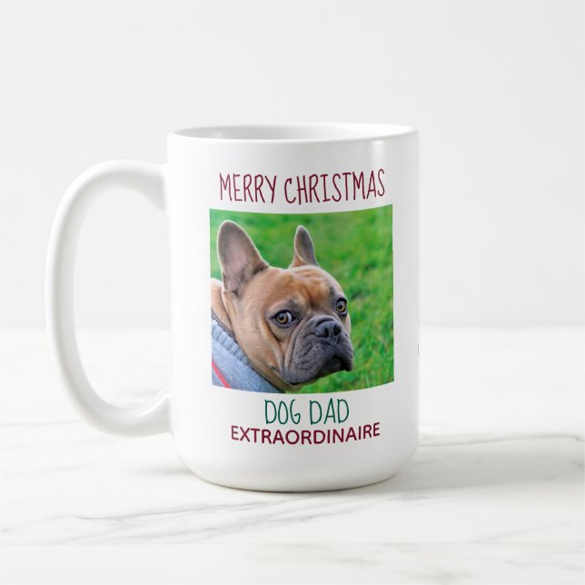 Dog Dad - Merry Christmas Pet Dog Photo Coffee Mug (Left)