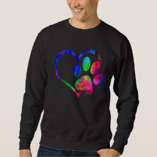 Dog Dad Mom Puppy  Love Dogs Paw Print Heart Full  Sweatshirt