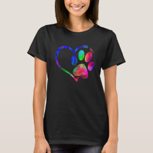 Dog Dad Mom Puppy Love Dogs Paw Print Heart Full T-Shirt
