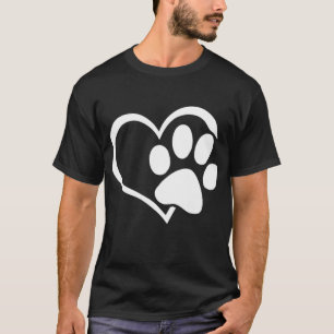Dog Dad Mom Puppy Love Dogs Paw Print Heart Women T-Shirt