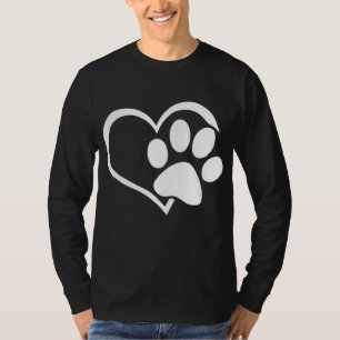 Dog Dad Mom Puppy Love Dogs Paw Print Heart Women T-Shirt