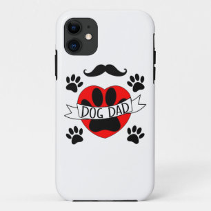 Dog Dad Paw And Red Heart Drawing iPhone 11 Case