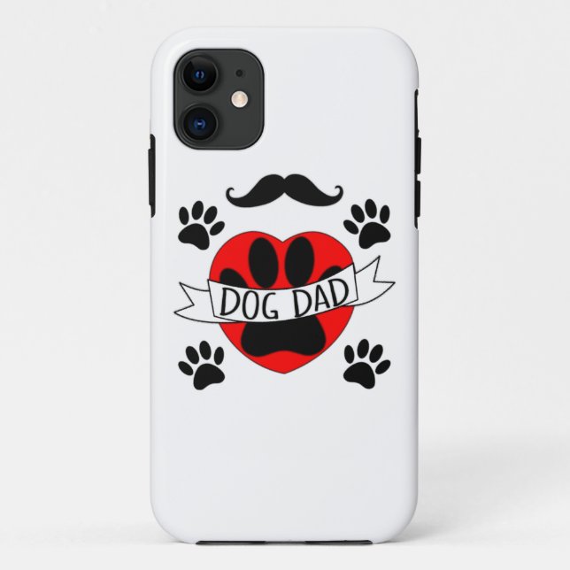 Dog Dad Paw And Red Heart Drawing Case-Mate iPhone Case (Back)