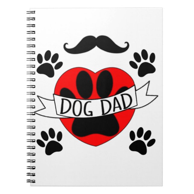 Dog Dad Paw And Red Heart Drawing Notebook (Front)