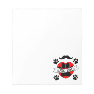 Dog Dad Paw And Red Heart Drawing Notepad