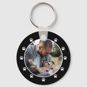 Dog Dad Pawprint Pet Photo  Keychain