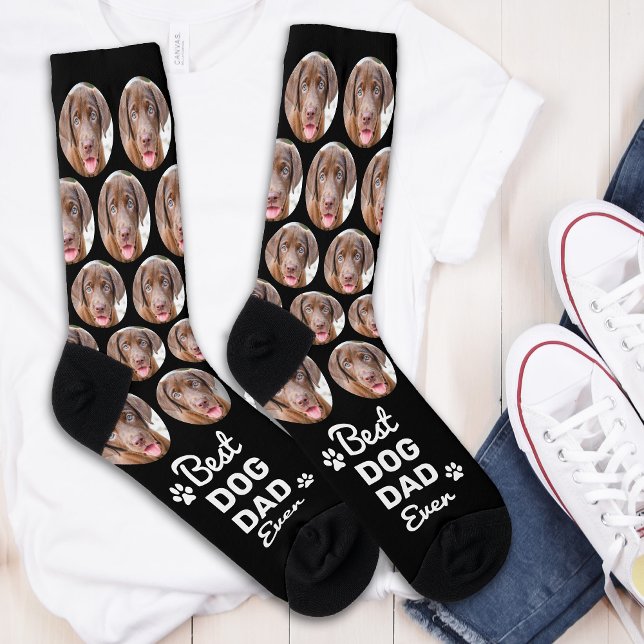 DOG DAD Personalized Cute Pet Photo Novelty Crew Socks (Creator Uploaded)