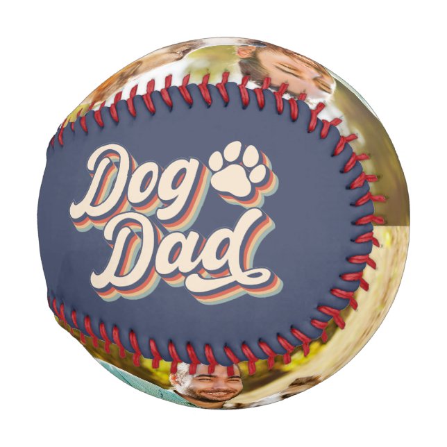 Dog Dad Photo Collage Father's Day Gift Baseball (Back Left)