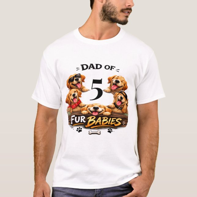 Dog Dad Portrait Personalized Number Custom Design T-Shirt (Front)