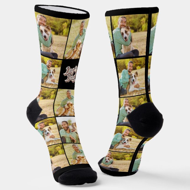 Dog Dad Retro Novelty Photo Socks (Angled)