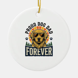 Dog Dad Shirt Vintage Golden Retriever Retro Desig Ceramic Ornament