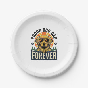 Dog Dad Shirt Vintage Golden Retriever Retro Desig Paper Plate