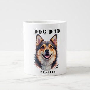 Dog DaD Simple Modern Dog Name & Photo Custom Large Coffee Mug