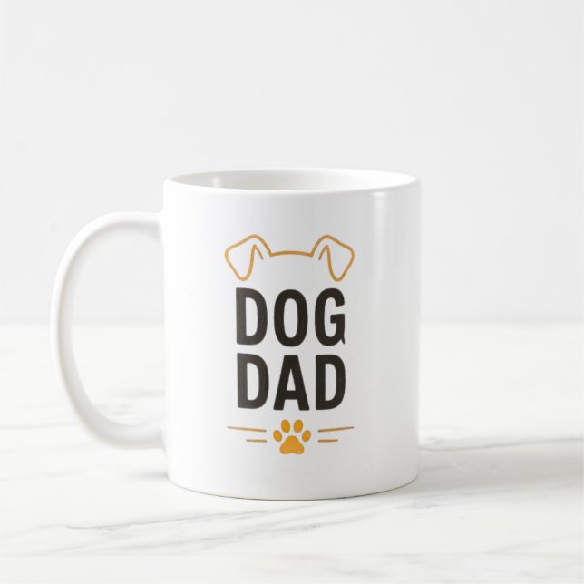 Dog Dad With Paw Simple Dog Lover Design Coffee Mug (Left)