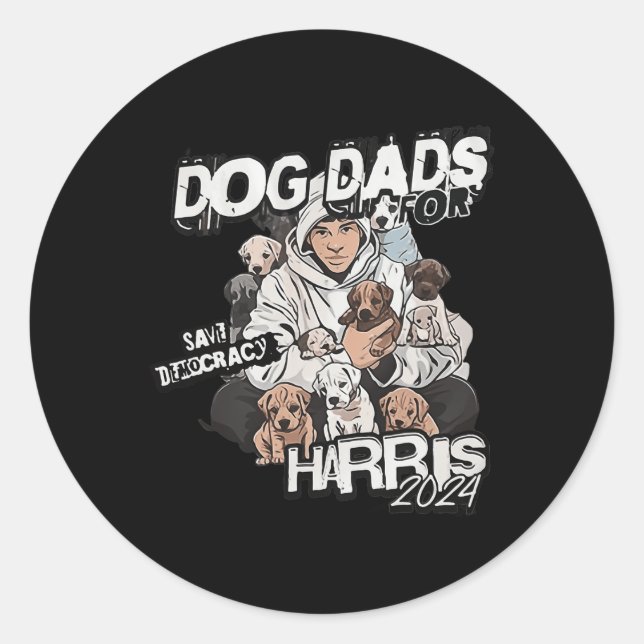 Dog Dads For Kamala Harris  Classic Round Sticker (Front)