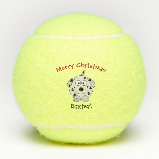 Dog Dalmatian Pet Toy Cute Christmas Tennis Balls (Front)