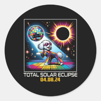 Dog Dancing Disco Solar Eclipse  Classic Round Sticker