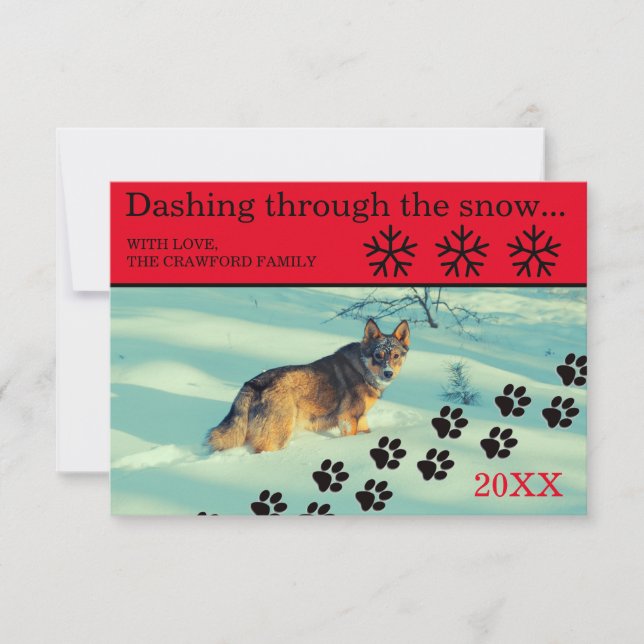 Dog Dashing Through the Snow - Christmas Card (Front)
