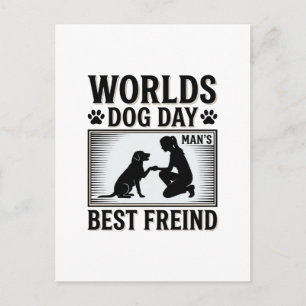Dog Day Man’s Best Freind Vintage Postcard
