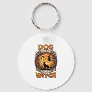 Dog Day Witch Night Halloween Wolf Moon Bats_1 Keychain