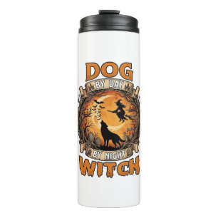 Dog Day Witch Night Halloween Wolf Moon Bats_1 Thermal Tumbler