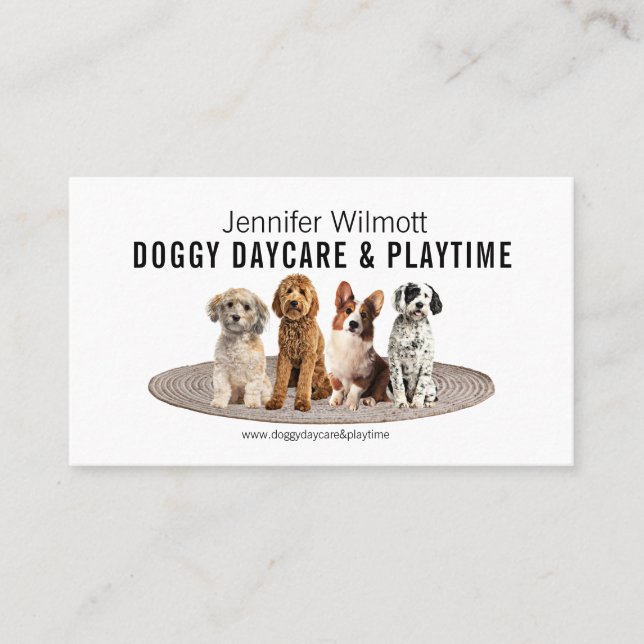 Dog Daycare Watercolor Business Card (Front)