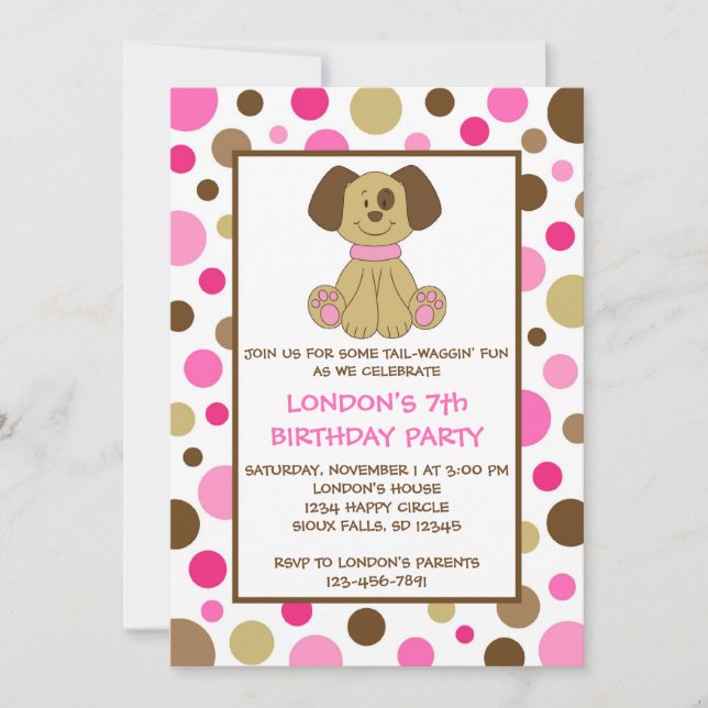 Dog de Chien de Chien de Chien Roses Invitations D (Devant)