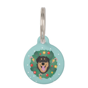 Dog Decorated Christmas Wreath  Pet Tag