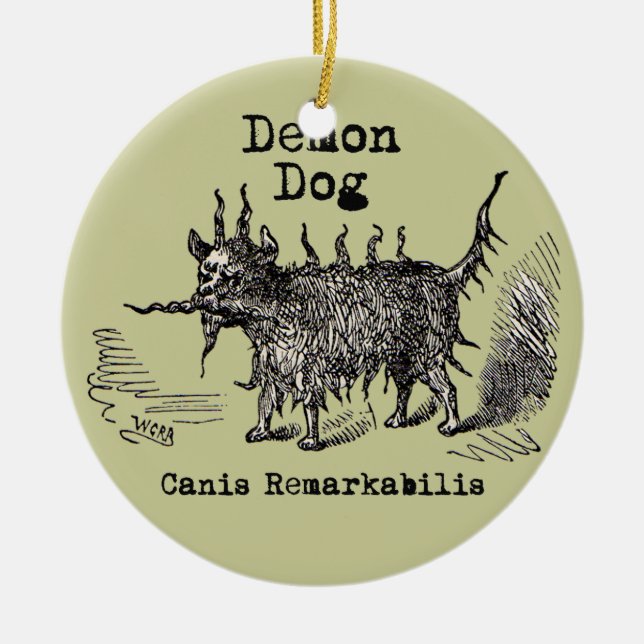Dog Demon Vintage Funny Cute Ceramic Ornament (Front)
