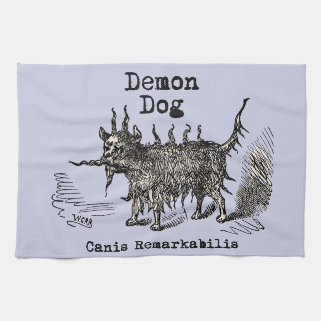 Dog Demon Vintage Funny Cute Kitchen Towel (Horizontal)