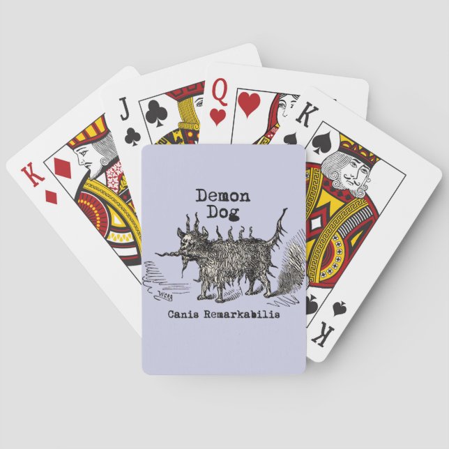 Dog Demon Vintage Funny Cute Playing Cards (Back)