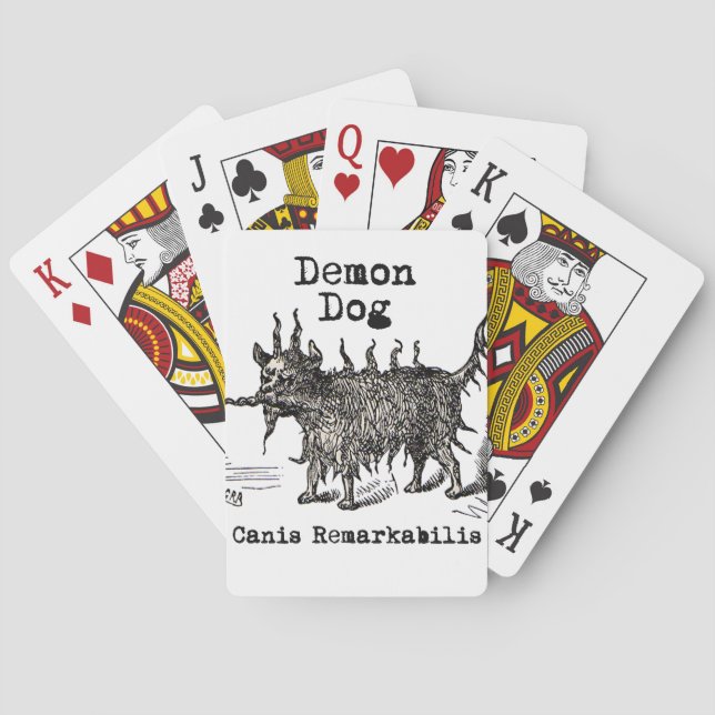 Dog Demon Vintage Funny Cute Playing Cards (Back)