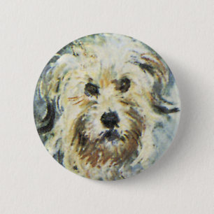 Dog Detail from Claude Monet Painting 2 Inch Round Button
