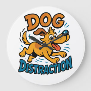 Dog Distraction Large Clock