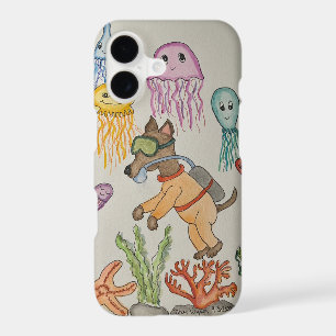 Dog diver and Jellyfish