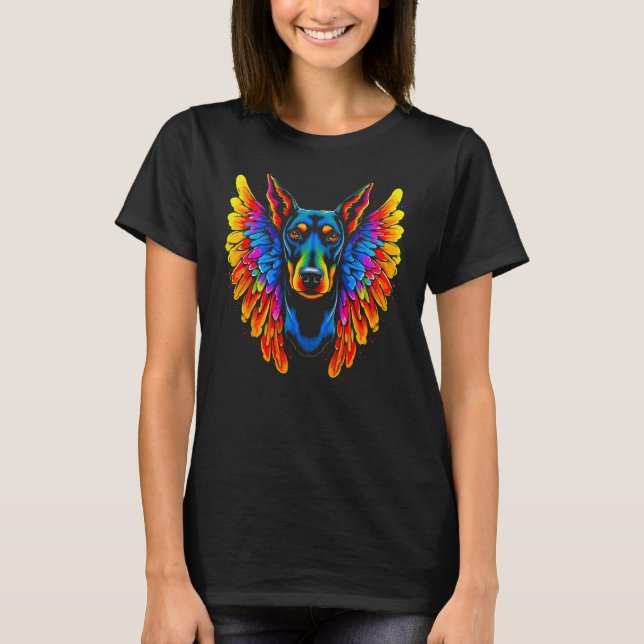 Dog Doberman Pinscher Angel Wings T-Shirt (Front)