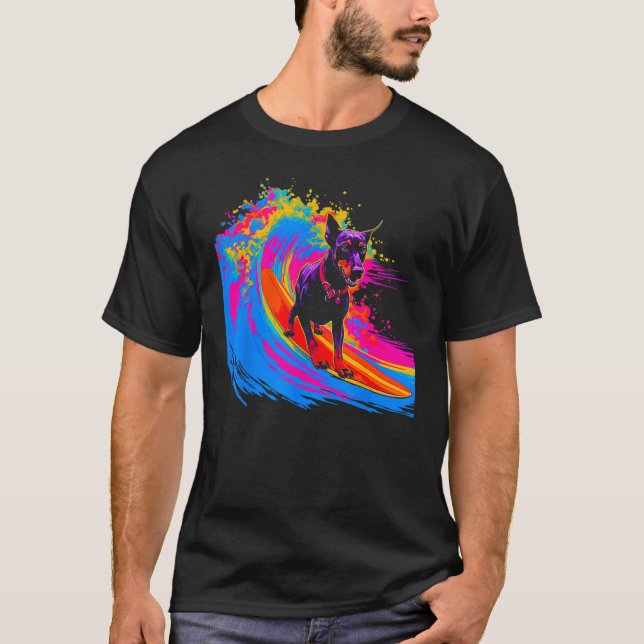 Dog Doberman Pinscher Surf T-Shirt (Front)