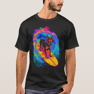 Dog Doberman Pinscher Surfing T-Shirt