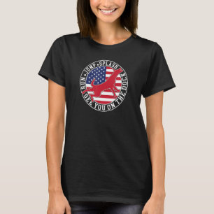 Dog Dock Jumping Dock Diving Dogs American Flag T-Shirt