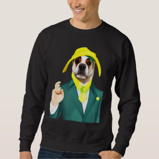 Dog dog wearing green yellow eyes sweatshirt