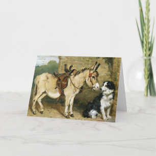 Dog & Donkey Animal Friends - Vintage Art by Emms Card