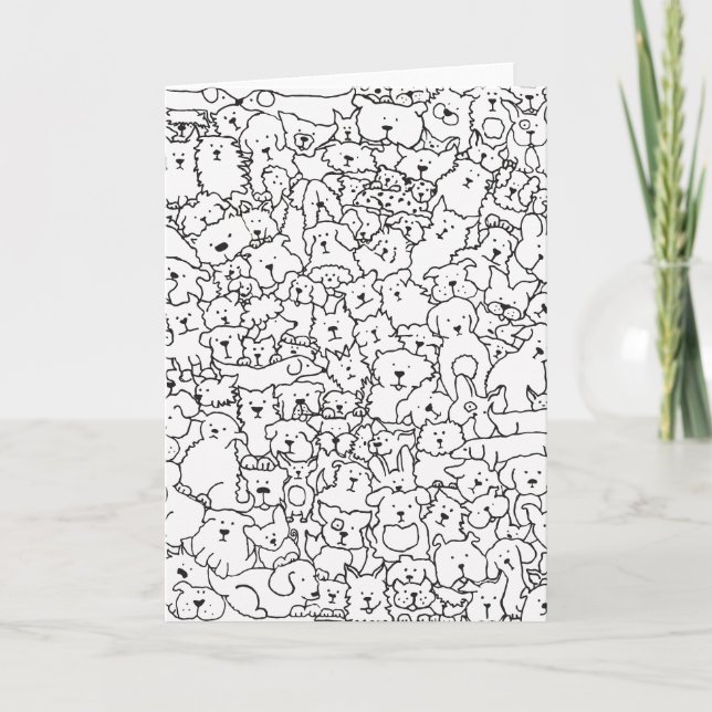 Dog Doodle Art Blank Carte pour notes (Devant)