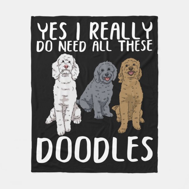 Dog Doodle Mom Gifts Dad Labradoodle Doodle Fleece Blanket (Front)