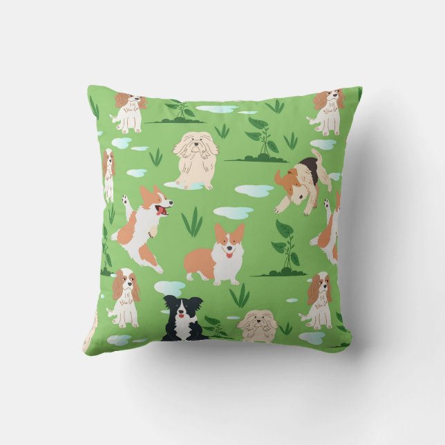 Dog Doodles Throw Pillow (Back)