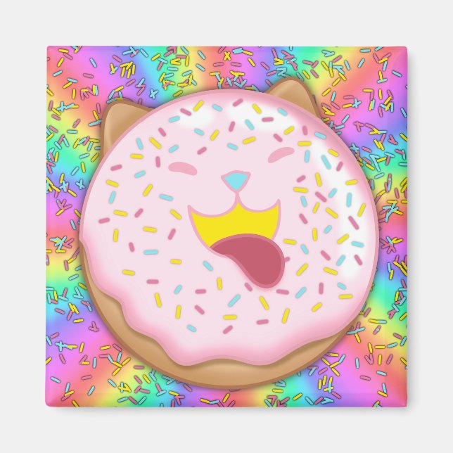Dog-Doughnut: Frosted With Background Pin Magnet (Front)
