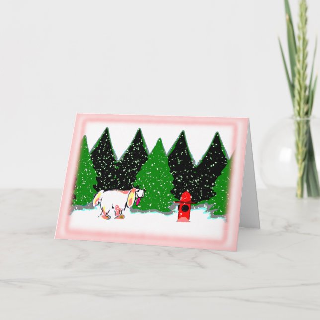 Dog Dreams ~ Holiday Card (pink) (Front)
