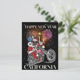Dog Drives A Motorcycle To California Holiday Postcard