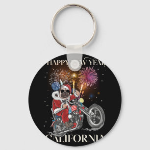 Dog Drives A Motorcycle To California Keychain